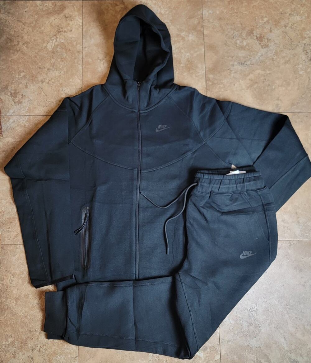 Men 2X Hoodie Sweatpants Track Sweatsuit Black Slim Fit Streetwear Nike Outfit